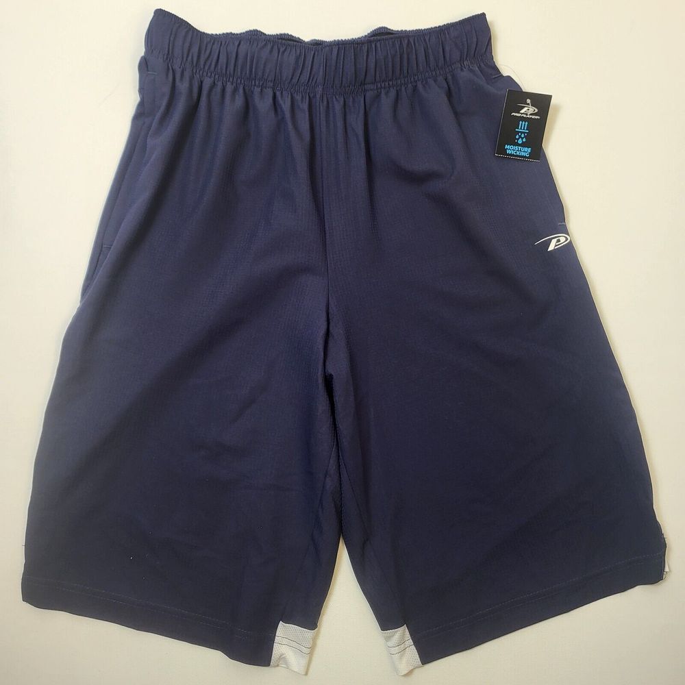 Men's Size Medium Pro Player Navy Blue Moisture Wicking‎ Shorts With Pockets NEW